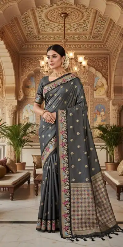 MS 545 Grey Banarasi Silk Saree with Zari Work. Wedding, Party, Festive, Events, Now at just ₹1649. Delivery 4-6 Working Days. Shop now. | Sarees, Bollywood Sarees, Creative Sarees, Designer Sarees, Embroidered Sarees, Ethnic Saree, Modern Digital sarees, Party Wear Sarees