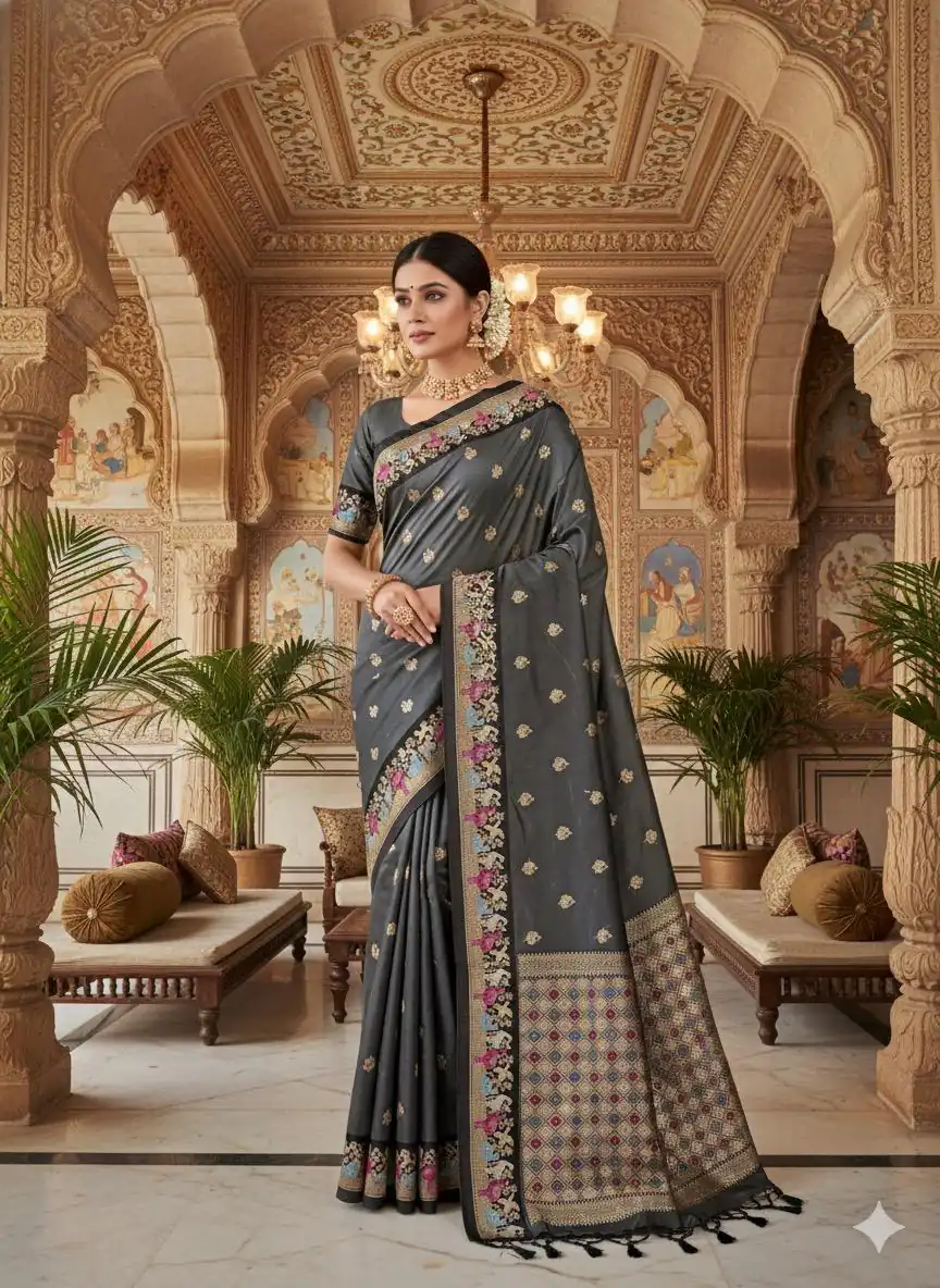MS 545 Grey Banarasi Silk Saree with Zari Work. Wedding, Party, Festive, Events, Now at just ₹1649. Delivery 4-6 Working Days. Shop now. | Sarees, Bollywood Sarees, Creative Sarees, Designer Sarees, Embroidered Sarees, Ethnic Saree, Modern Digital sarees, Party Wear Sarees