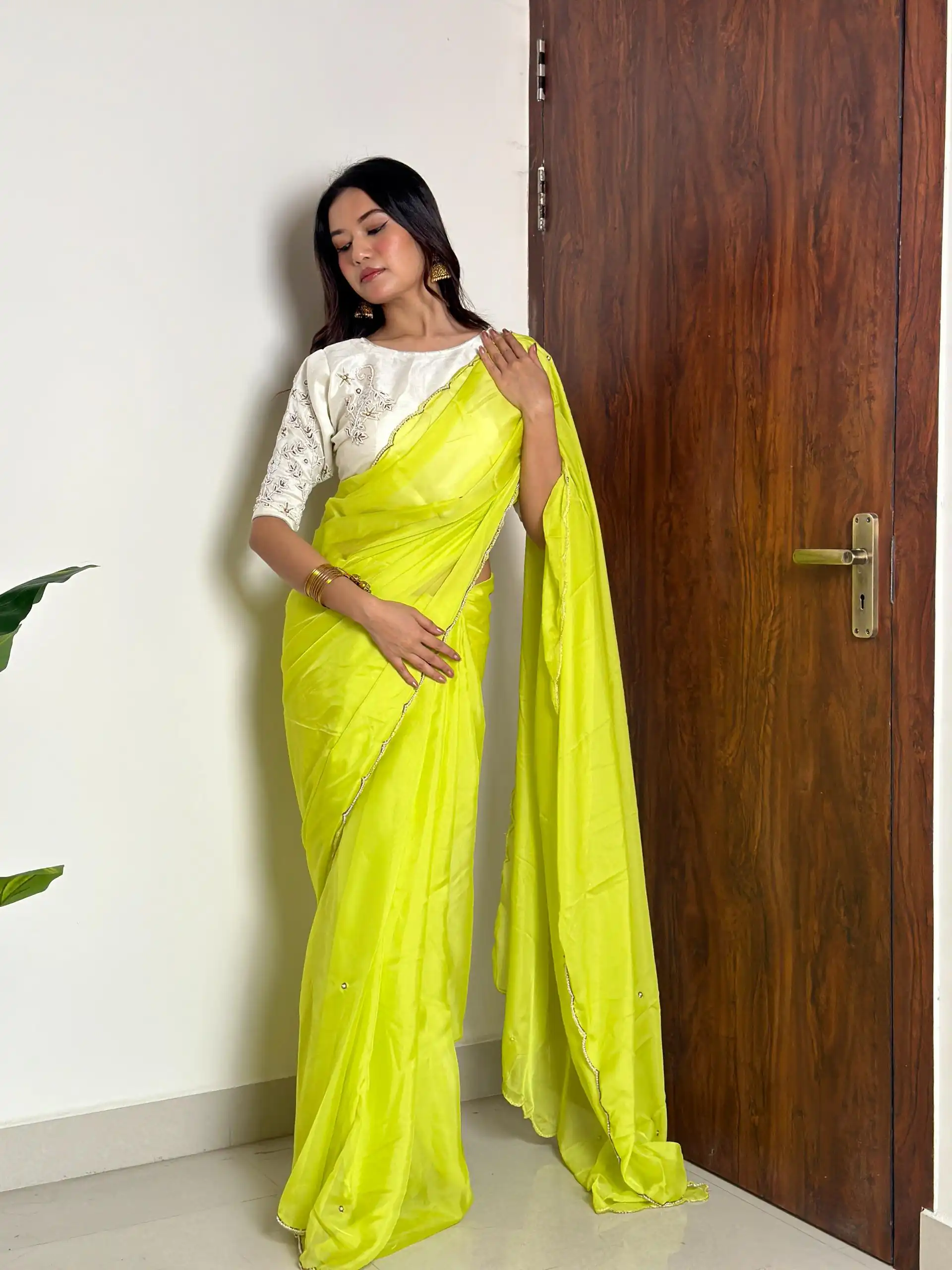 AC CHERRY Lemon Yellow Soft Organza With Handwork Saree Wedding, Party, Festive, Events Affordable Price ₹2099. Delivery 4-6 Working Days. Shop now. | Sarees, Bollywood Sarees, Creative Sarees, Designer Sarees, Embroidered Sarees, Ethnic Saree, Modern Digital sarees, Party Wear Sarees
