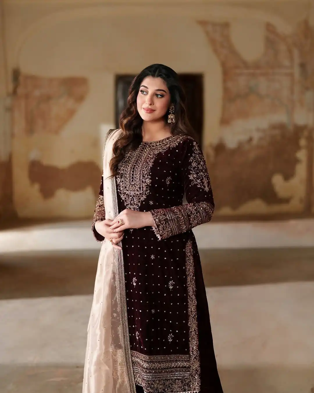 NSR 874 Maroon 9000 Micro Velvet Salwar Suit with Embroidery Work & Lace Work. Festive Deal ₹2499. Delivery 4-6 Working Days. Shop now. | Lehenga, Bollywood Lehenga, Creative Lehenga, Designer Lehenga, Embroidered Lehenga, Party Wear Lehenga