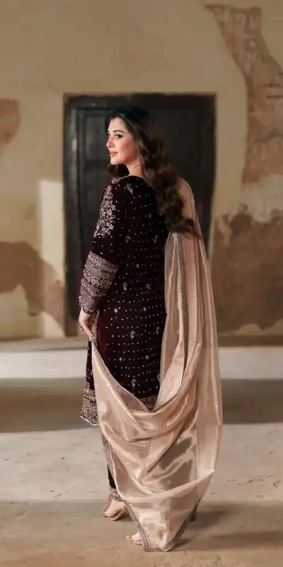 NSR 874 Maroon 9000 Micro Velvet Salwar Suit with Embroidery Work & Lace Work. Festive Deal ₹2499. Delivery 4-6 Working Days. Shop now. | Lehenga, Bollywood Lehenga, Creative Lehenga, Designer Lehenga, Embroidered Lehenga, Party Wear Lehenga