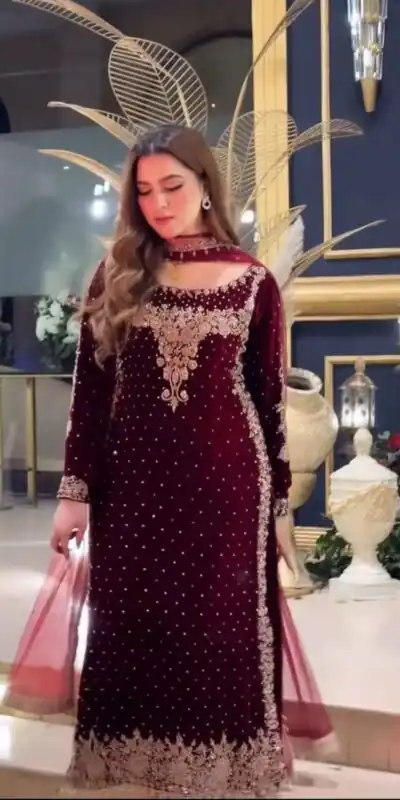 NSR 876 Maroon Viscose Velvet Salwar Suit with Lace Work & Embroidery Work. Exclusive Offer ₹2399. Delivery 4-6 Working Days. Shop now. | Jump Suits, Salwar suit, Casual Suits, Creative suits, Designer Suits, Palazzo Suits, Party Wear Suits, Patiala Suits, Straight Suits