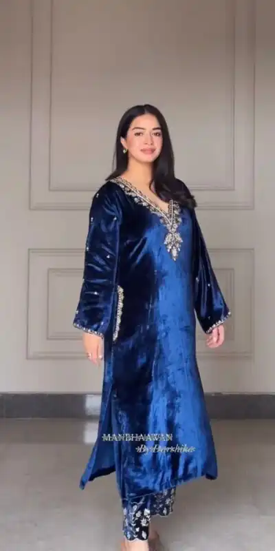 LG 2025 Navy Blue Velvet Salwar Suit with Embroidery Work & Lace Work. Exclusive Offer ₹1899. Delivery 4-6 Working Days. Shop now. | Jump Suits, Tops & Bottoms, Track Suits, Salwar suit, Casual Suits, Creative suits, Designer Suits, Palazzo Suits, Party Wear Suits, Patiala Suits, Straight Suits, Trendy Wear