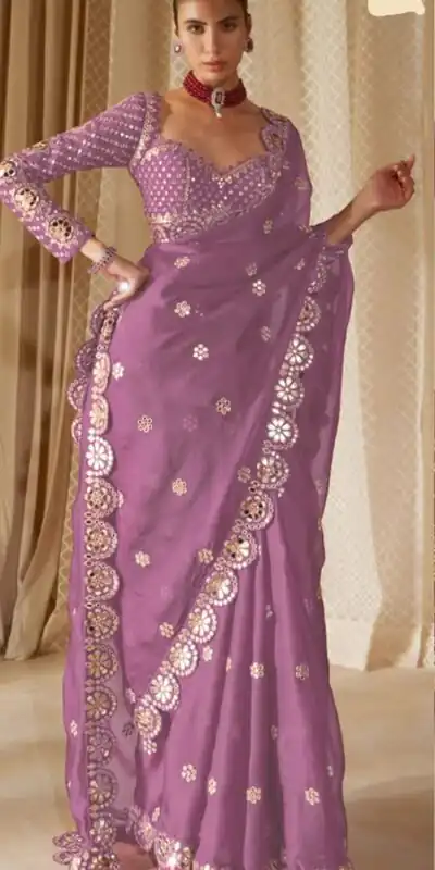 DF 3457 Onion Color Georgette Sequence Original Mirror Work Saree Casual, Wedding, Festive, Events . Expected Delivery  4-6 Working Days @2099/- only                                                                                | Sarees, Bollywood Sarees, Creative Sarees, Designer Sarees, Embroidered Sarees, Ethnic Saree, Modern Digital sarees, Party Wear Sarees