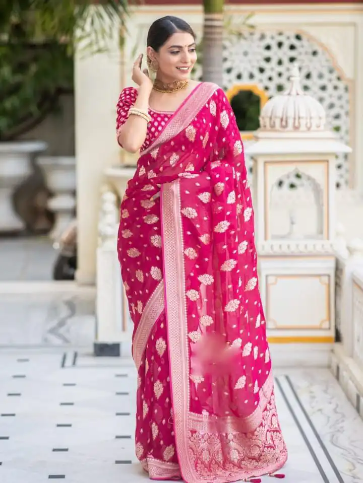 KPR 190 Pink Soft Lichi Silk Jacquard Work Saree with Designer Work Wedding, Party, Festive, Events, Deal ₹1399. Delivery 4-6 Working Days. Shop now. | Sarees, Bollywood Sarees, Creative Sarees, Designer Sarees, Embroidered Sarees, Ethnic Saree, Modern Digital sarees, Party Wear Sarees