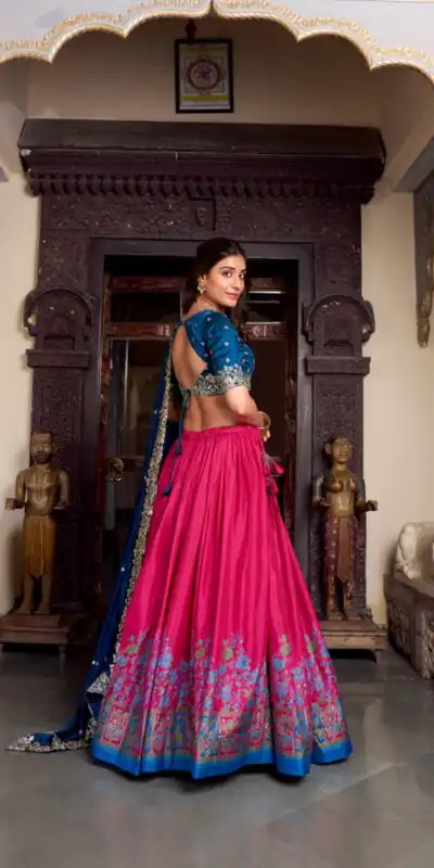 LNB 1238 Pink Color Tasar Silk Printed With Foil Work Lehenga Choli Festive Party Wedding, Events etc. Delivery 4-6 Working Days @2999/- | Lehenga, Bollywood Lehenga, Creative Lehenga, Designer Lehenga, Embroidered Lehenga, Party Wear Lehenga