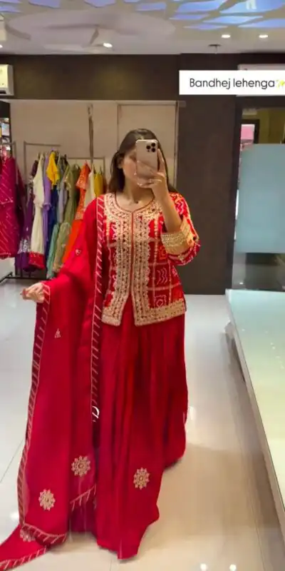 KF 1709 Red Chinon Lehenga Choli Perfect for Wedding, Party, Eid, Makar Sankranti, Reception – . Available at ₹2099 only. Delivery 4-6 Working Days. | Lehenga, Bollywood Lehenga, Creative Lehenga, Designer Lehenga, Embroidered Lehenga, Party Wear Lehenga