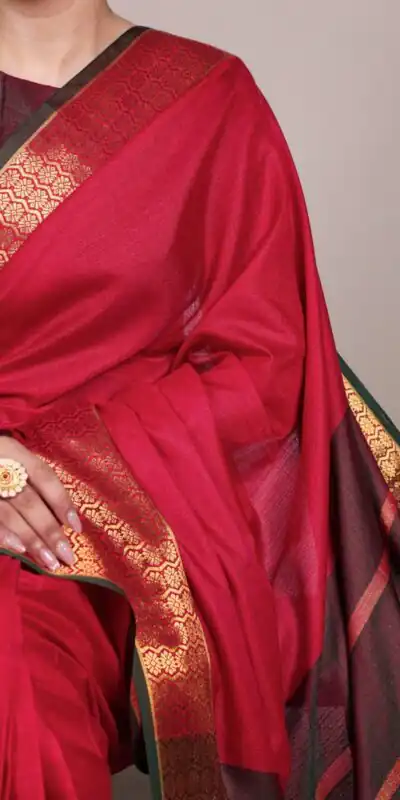 YNF 7408 Red Color Poly Cotton Saree With Zari Work. Wedding, Party, Festive, Events, Affordable Price ₹1399. Delivery 4-6 Working Days. Shop now. | Sarees, Bollywood Sarees, Creative Sarees, Designer Sarees, Embroidered Sarees, Ethnic Saree, Modern Digital sarees, Party Wear Sarees