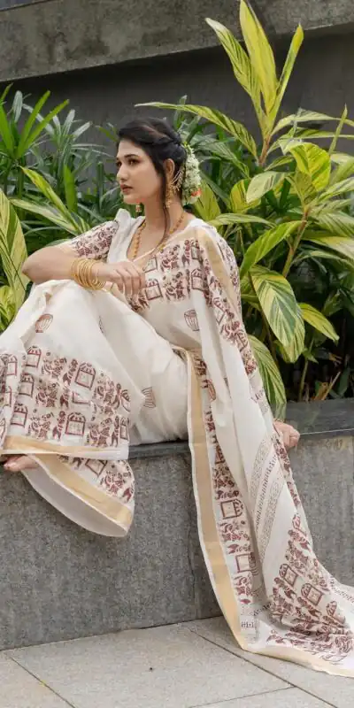 BT 428 White Soft Linen Cotton Saree with Digital Print & Lace Work. Festive Deal ₹1449. Delivery 4-6 Working Days. Shop now. | Sarees, Bollywood Sarees, Creative Sarees, Designer Sarees, Embroidered Sarees, Ethnic Saree, Modern Digital sarees, Party Wear Sarees