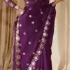 DF 3457 Wine Color Georgette Sequence Original Mirror Work Saree Casual, Wedding, Festive, Events . Expected Delivery  4-6 Working Days @2099/- only                                                                                | Sarees, Bollywood Sarees, Creative Sarees, Designer Sarees, Embroidered Sarees, Ethnic Saree, Modern Digital sarees, Party Wear Sarees