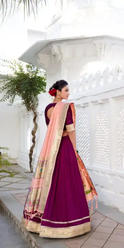 LNB 2016 Wine Color Vichitra Silk Plain with Paithni lace border Lehenga Choli Wedding, Party, Festive, Events Etc. Delivery 4-6 Working Days Rs 2999 | Lehenga, Bollywood Lehenga, Creative Lehenga, Designer Lehenga, Embroidered Lehenga, Party Wear Lehenga