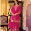 Pink Faux Georgette Thread Work Salwar Suit