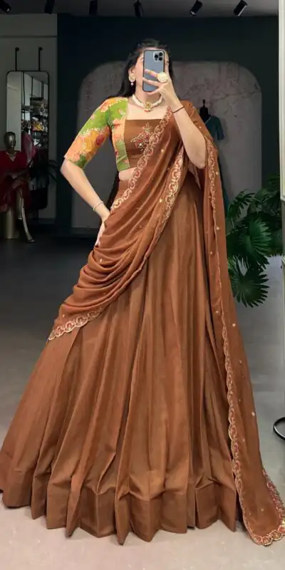 Brown Chocolate Crush Embroidery Work Lehenga Choli