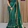 Green Dola Silk Lace Border Sequins Work Saree