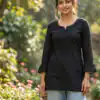 Black Rayon Chikan Work Kurti