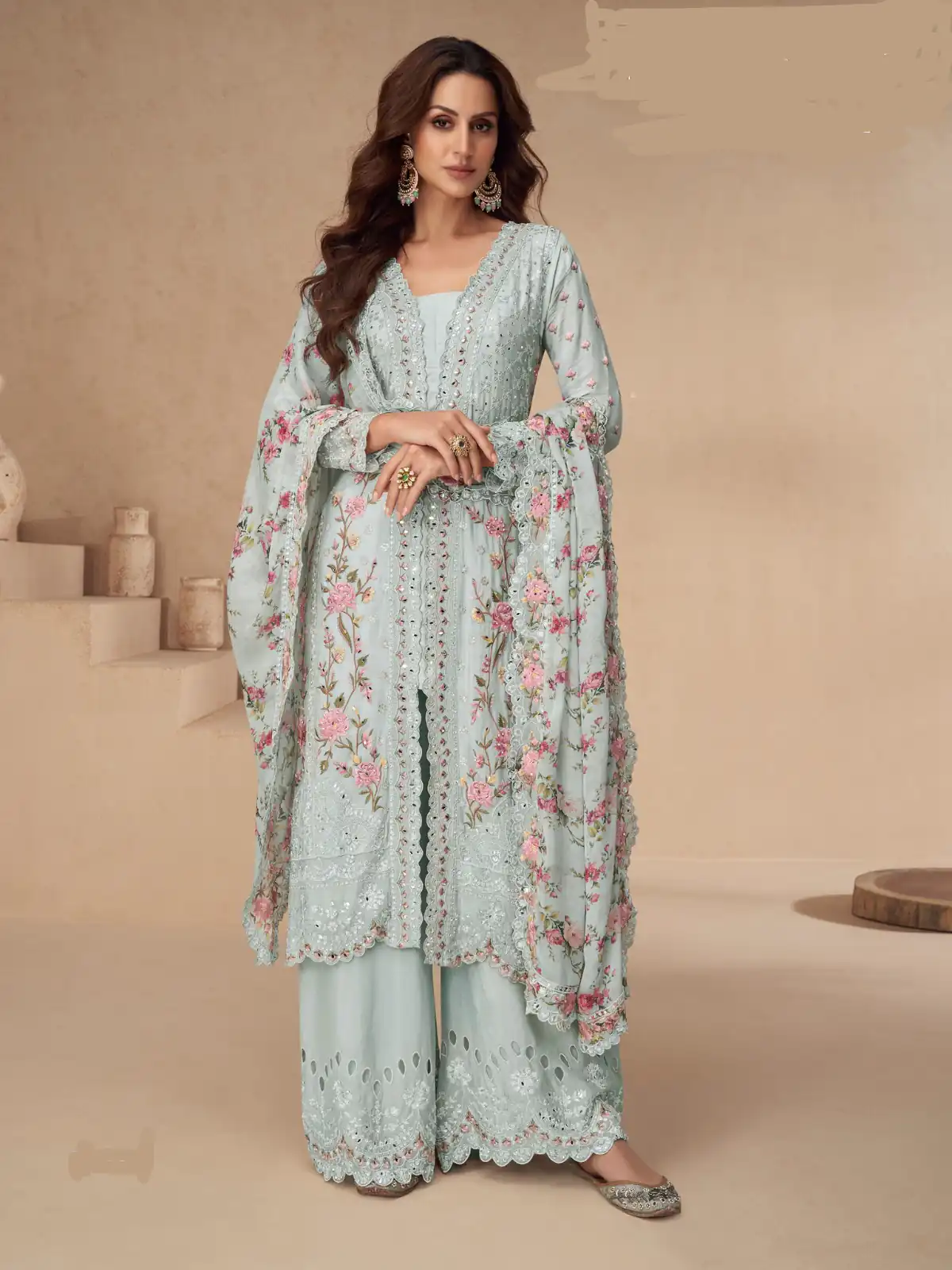 Sky Blue Vichitra Sequence Work Salwar Suit