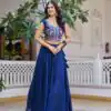 Teal Vichitra Embroidery Thread Work Lehenga Choli