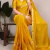 Mustered Crepe Weaving Work Saree