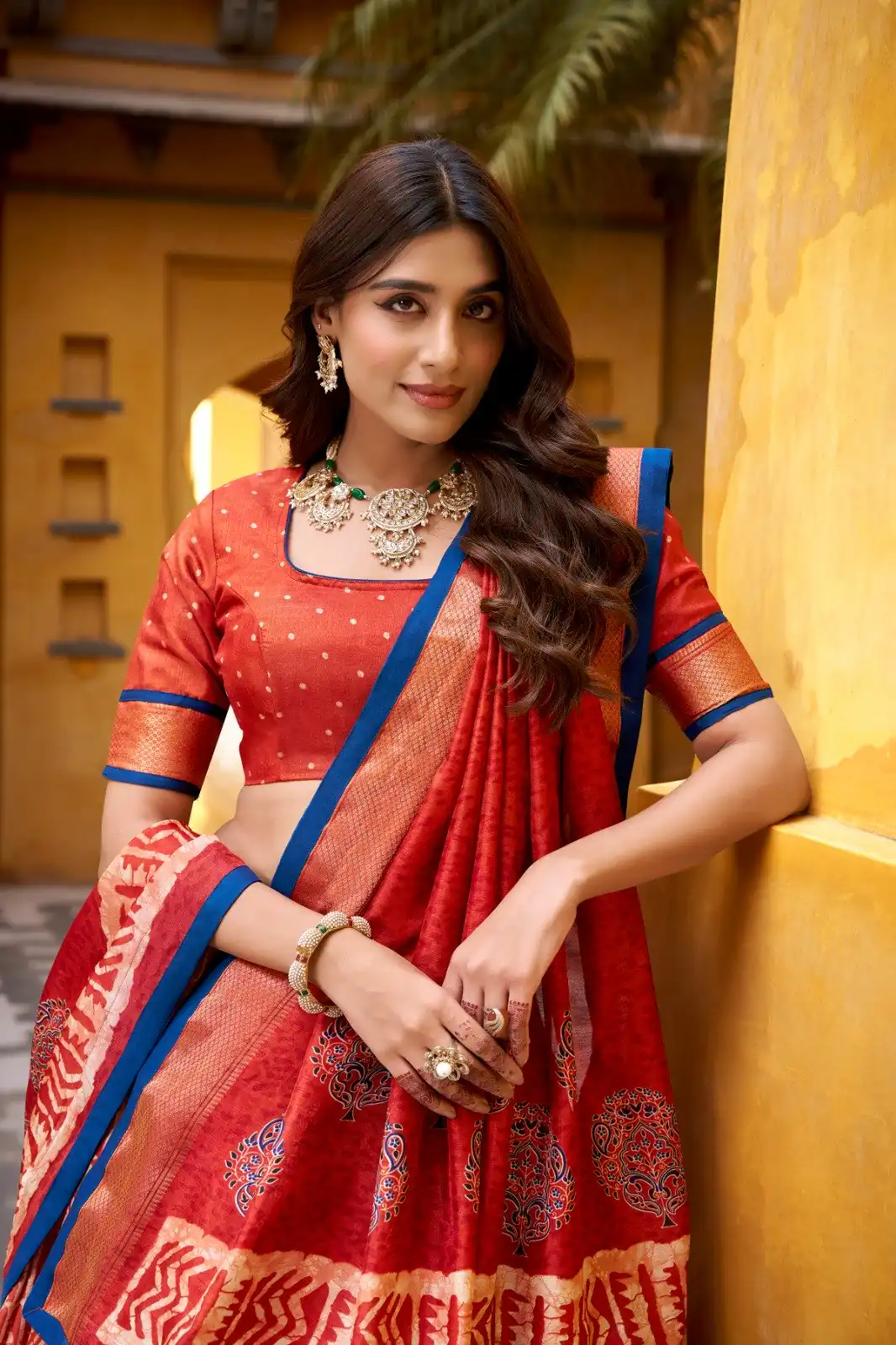 Rust Dola Silk Zari Weaving Work Lehenga Choli - Image 3