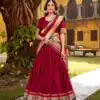 Rani Pink Pure Chanderi Zari Weaving Work Lehenga Choli