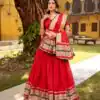 Red Pure Chanderi Zari Weaving Work Lehenga Choli