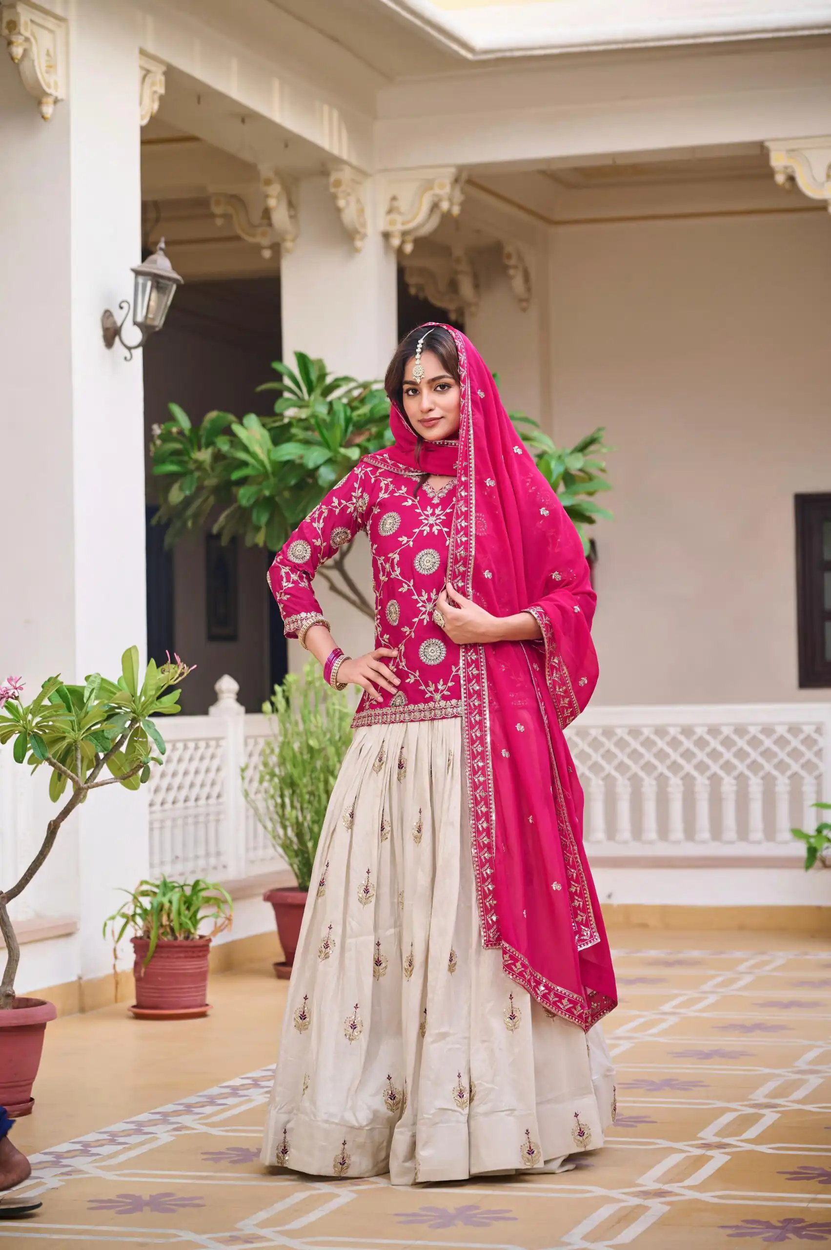 Pink Pure Chinon Embroidery Work Lehenga Choli - Image 4