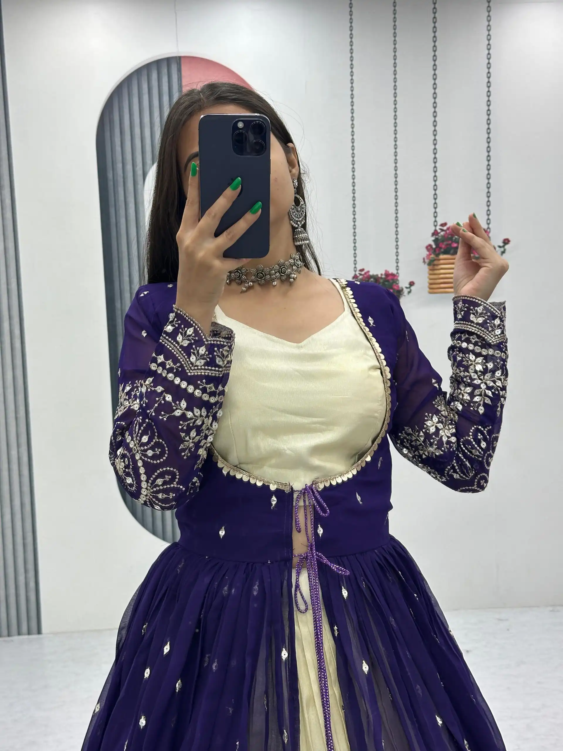 Purple Simar Cosmos Sequence Work Lehenga Choli - Image 3