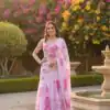 Baby Pink Premium Faux Georgette Digital Print Saree