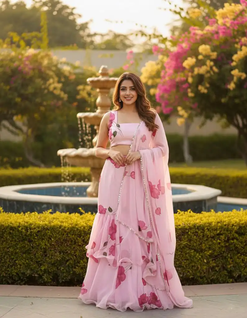 Baby Pink Premium Faux Georgette Saree BD 1805 Baby Pink with Digital Print. Now at just ₹2049. Delivery 4-6 Working Days. Shop now. | Sarees, Bollywood Sarees, Creative Sarees, Designer Sarees, Embroidered Sarees, Ethnic Saree, Modern Digital sarees, Party Wear Sarees