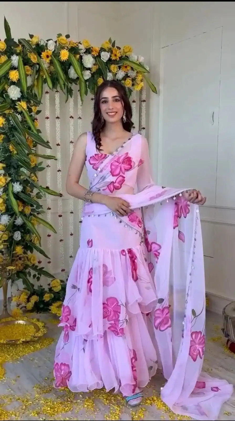 Baby Pink Premium Faux Georgette Saree BD 1805 Baby Pink with Digital Print. Now at just ₹2049. Delivery 4-6 Working Days. Shop now. | Sarees, Bollywood Sarees, Creative Sarees, Designer Sarees, Embroidered Sarees, Ethnic Saree, Modern Digital sarees, Party Wear Sarees