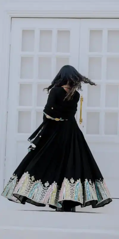 ZF 5002 Black Color Chinon Silk Salwar Suit with Embroidery Work. Festive Deal ₹2099. Delivery 4-6 Working Days. Shop now. | Casual Suits, Jump Suits, Tops & Bottoms, Track Suits, Salwar suit, Creative suits, Designer Suits, Palazzo Suits, Party Wear Suits, Patiala Suits, Straight Suits, Trendy Wear