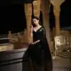 Black Georgette Embroidery Lace Work Saree
