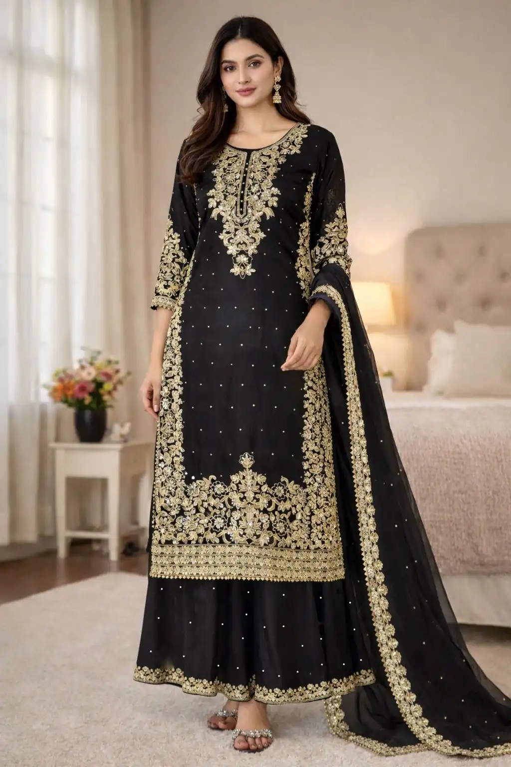 SSR 535 Black in Organza Silk Embroidery Work Salwar Suit . Available at ₹2399 only. Delivery 4-6 Working Days. Shop now. | Casual Suits, Jump Suits, Tops & Bottoms, Track Suits, Salwar suit, Creative suits, Designer Suits, Palazzo Suits, Party Wear Suits, Patiala Suits, Straight Suits, Trendy Wear
