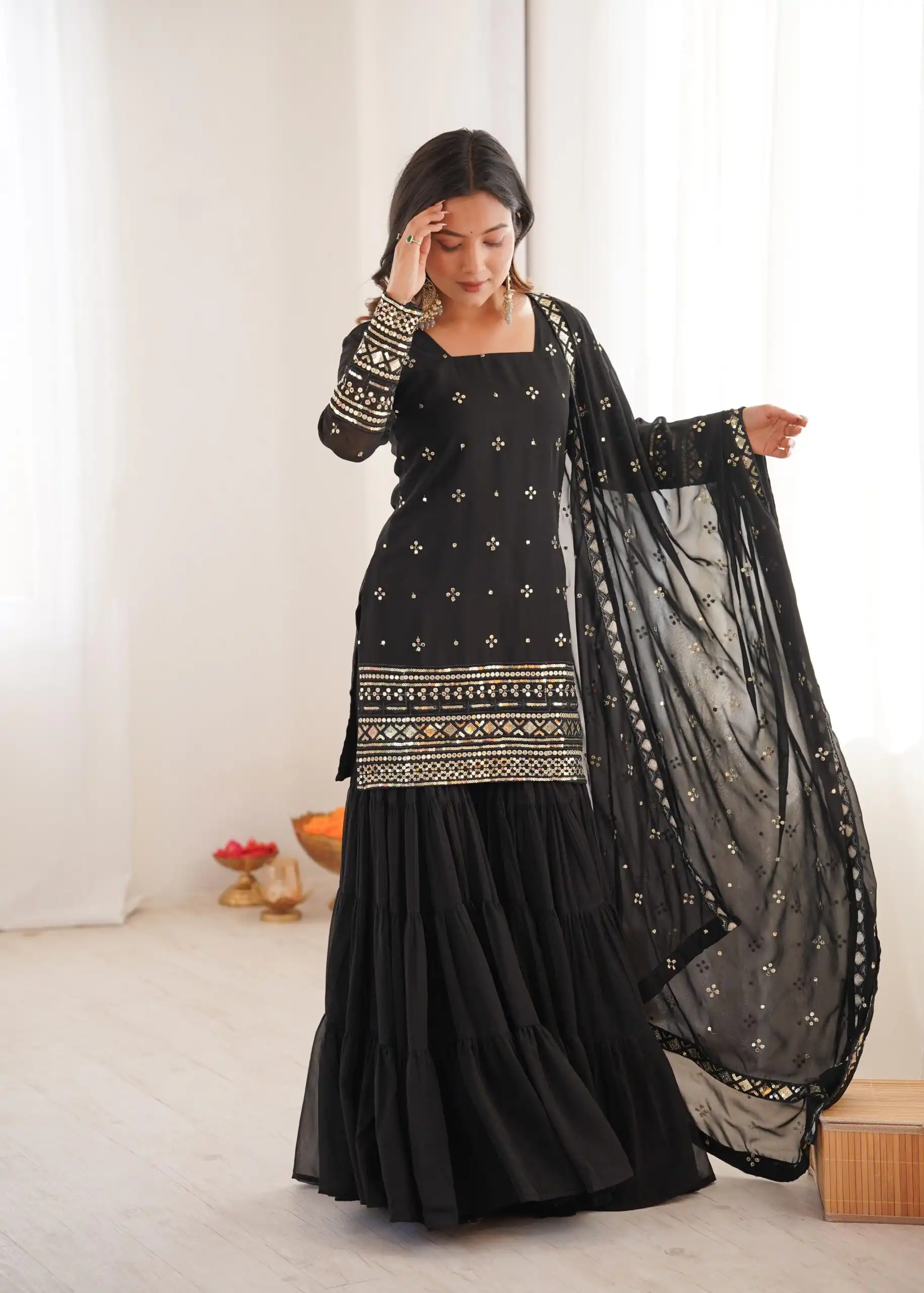 SRK 5317 Black Georgette Salwar Suit with Embroidery Work. Wedding, Party, Festive Best Price ₹2399. Delivery 4-6 Working Days. Shop now. | Jump Suits, Tops & Bottoms, Track Suits, Salwar suit, Casual Suits, Creative suits, Designer Suits, Palazzo Suits, Party Wear Suits, Patiala Suits, Straight Suits, Trendy Wear