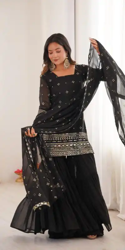 SRK 5317 Black Georgette Salwar Suit with Embroidery Work. Wedding, Party, Festive Best Price ₹2399. Delivery 4-6 Working Days. Shop now. | Jump Suits, Tops & Bottoms, Track Suits, Salwar suit, Casual Suits, Creative suits, Designer Suits, Palazzo Suits, Party Wear Suits, Patiala Suits, Straight Suits, Trendy Wear