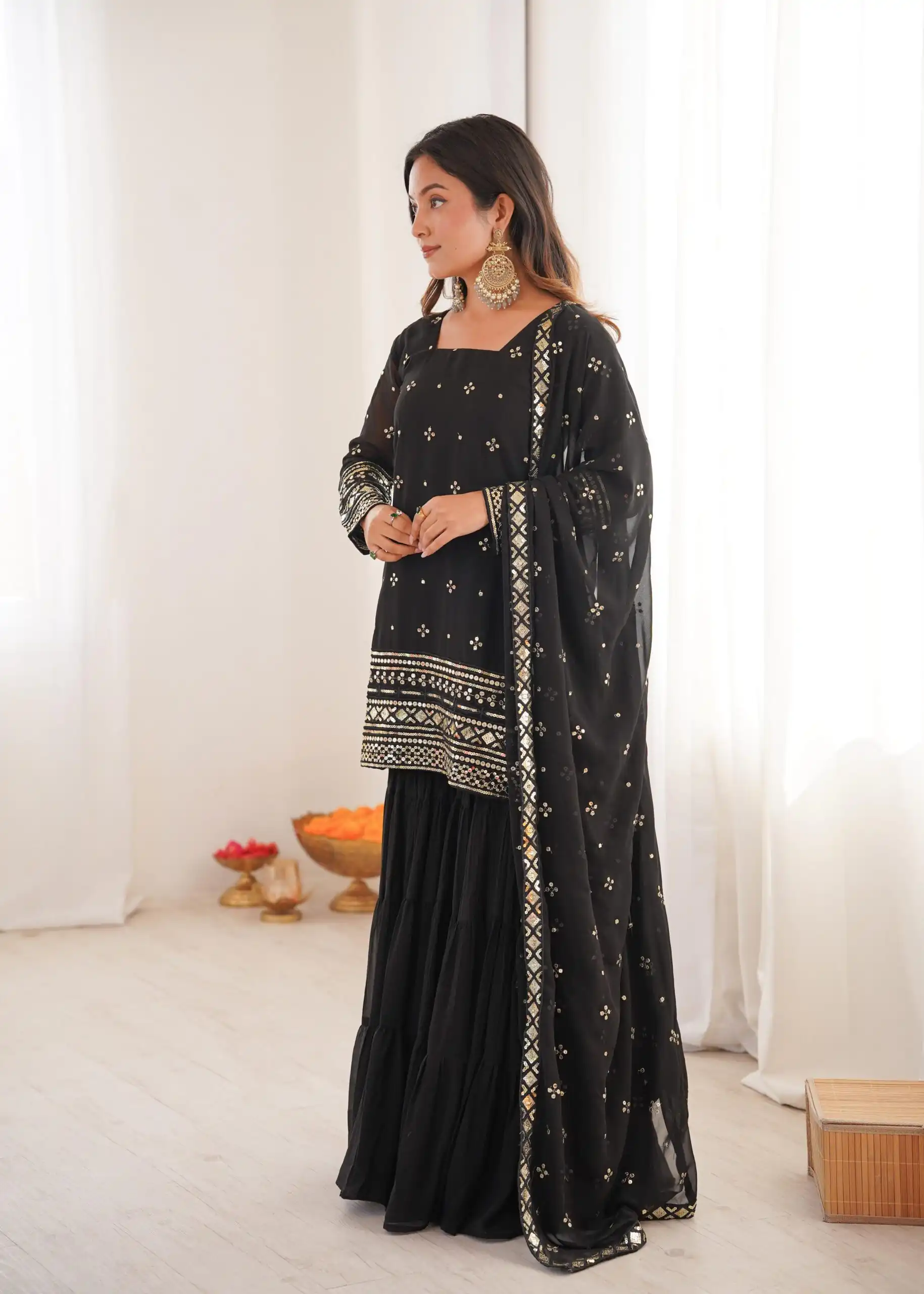 SRK 5317 Black Georgette Salwar Suit with Embroidery Work. Wedding, Party, Festive Best Price ₹2399. Delivery 4-6 Working Days. Shop now. | Jump Suits, Tops & Bottoms, Track Suits, Salwar suit, Casual Suits, Creative suits, Designer Suits, Palazzo Suits, Party Wear Suits, Patiala Suits, Straight Suits, Trendy Wear