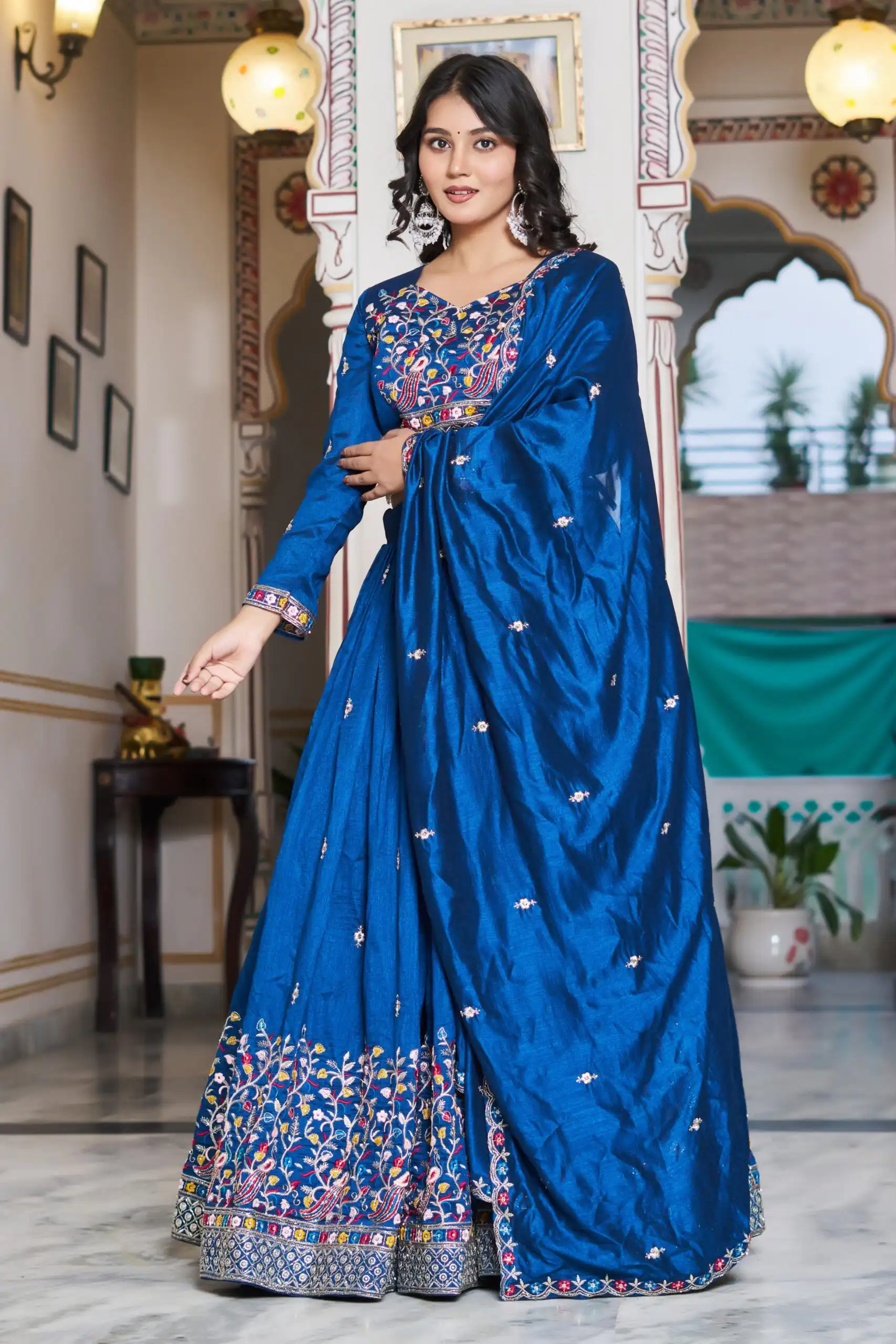 Ram 147 Blue Vichitra Silk Lehenga Choli Perfect for Wedding, Party, Ganesh Chaturthi, Housewarming, Engagement – . Introductory Price ₹3349. Delivery | Lehenga, Bollywood Lehenga, Creative Lehenga, Designer Lehenga, Embroidered Lehenga, Party Wear Lehenga