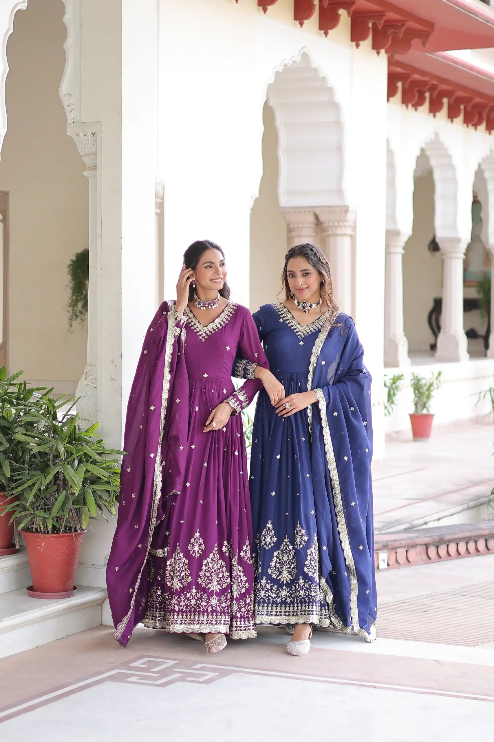 KA 1214 Blue Vichitra Silk Gown Perfect for Wedding, Party, Lohri, Onam, Festival Celebrations – . Grab it for ₹2449. Delivery 4-6 Working Days. | Gowns, Bollywood Gowns, Creative Gowns, Designer Gowns, Embroidered Gowns, Party Wear Gowns