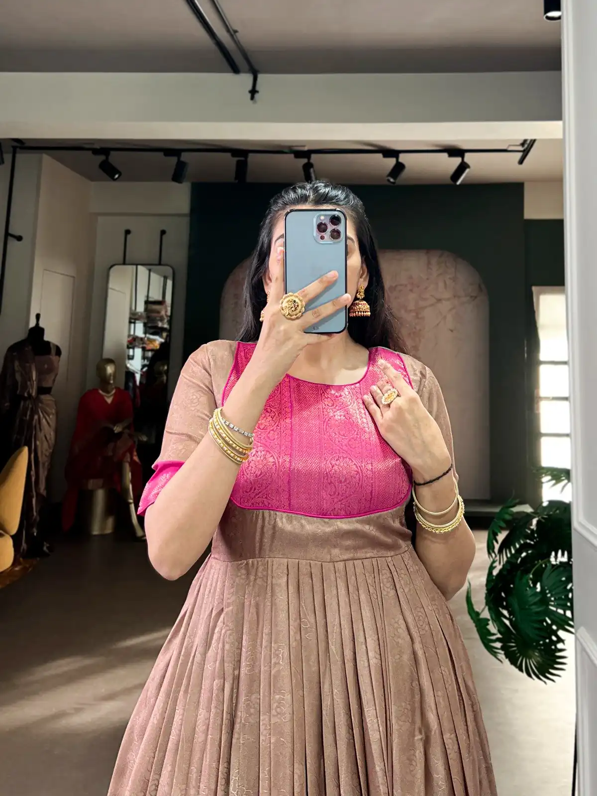 YNF 5012 Brown Mass Mello Gown with Zari Work. Available at ₹1799 only. Wedding, Party, Festive, Events Delivery 4-6 Working Days. Shop now. | Gowns, Bollywood Gowns, Creative Gowns, Designer Gowns, Embroidered Gowns, Party Wear Gowns