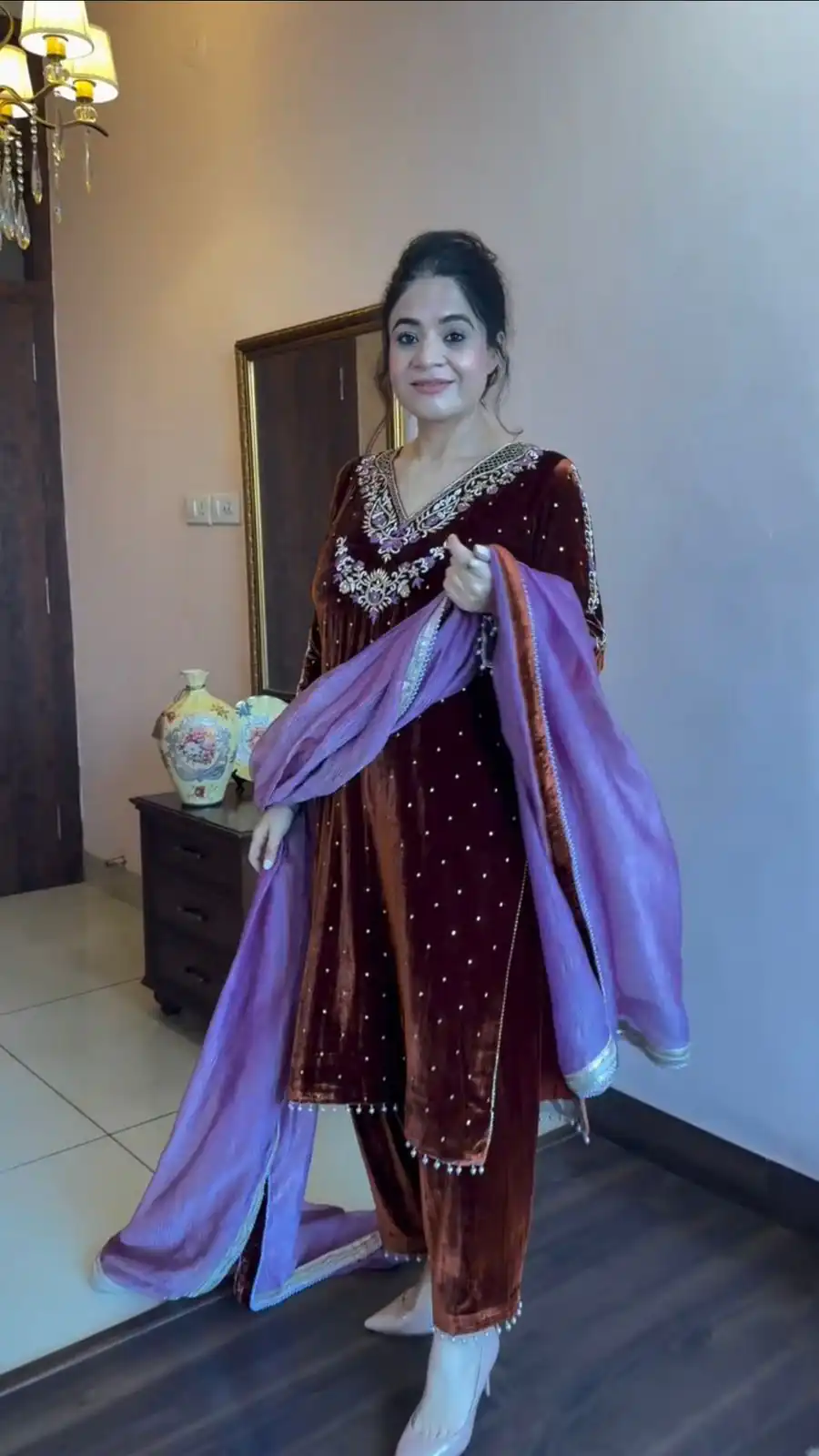 LG 2039 Brown Velvet Salwar Suit with Bead Work & Embroidery Work. Best Price ₹1999. Delivery 4-6 Working Days. Shop now. | Casual Suits, Jump Suits, Tops & Bottoms, Track Suits, Salwar suit, Creative suits, Designer Suits, Palazzo Suits, Party Wear Suits, Patiala Suits, Straight Suits, Trendy Wear