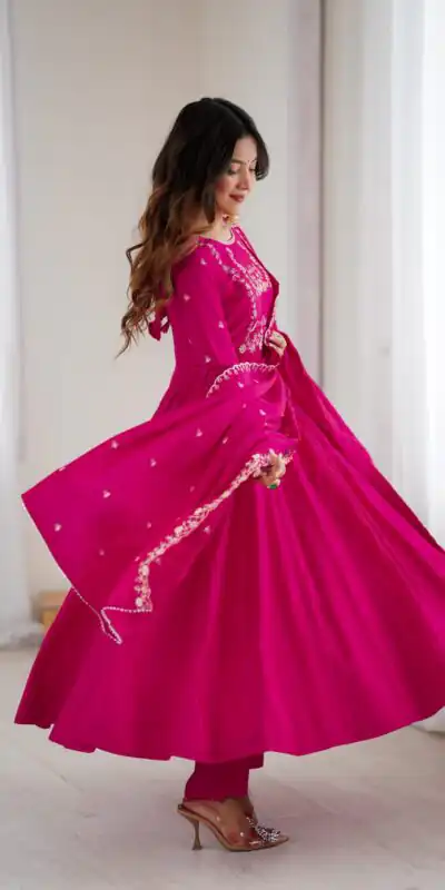 KB 289 Dark Pink with Bead Work & Embroidery Work Roman Chanderi Silk Salwar Suit . Special Price ₹2399. Delivery 4-6 Working Days. Shop now. | Casual Suits, Jump Suits, Tops & Bottoms, Track Suits, Salwar suit, Creative suits, Designer Suits, Palazzo Suits, Party Wear Suits, Patiala Suits, Straight Suits, Trendy Wear