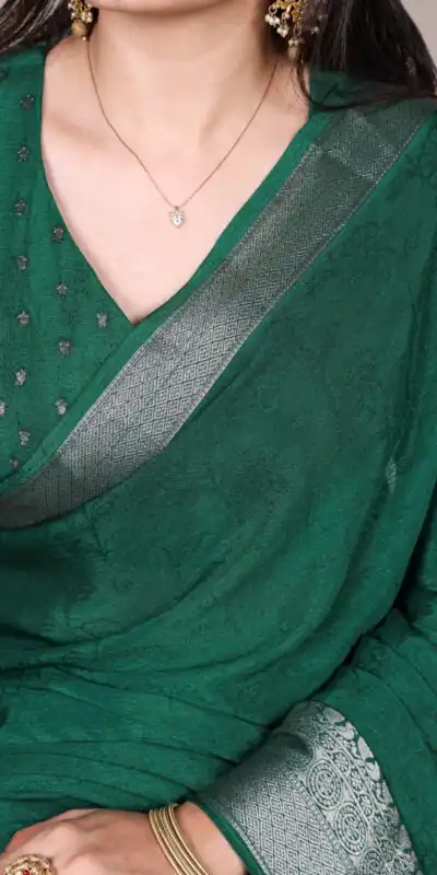 YNF 7916 Green Chinon Saree with Zari Work. Wedding, Party, Festive, Events Festive Deal ₹1699. Delivery 4-6 Working Days. Shop now. | Sarees, Bollywood Sarees, Creative Sarees, Designer Sarees, Embroidered Sarees, Ethnic Saree, Modern Digital sarees, Party Wear Sarees