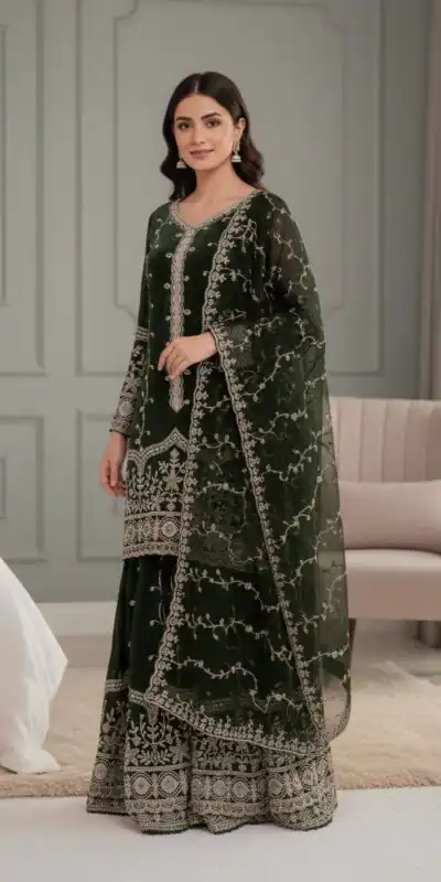 SSR 533 Green Color Fendy Silk Salwar Suit with Embroidery Work. Affordable Price ₹2149. Delivery 4-6 Working Days. Shop now. | Casual Suits, Jump Suits, Salwar suit, Creative suits, Designer Suits, Palazzo Suits, Party Wear Suits, Patiala Suits, Straight Suits