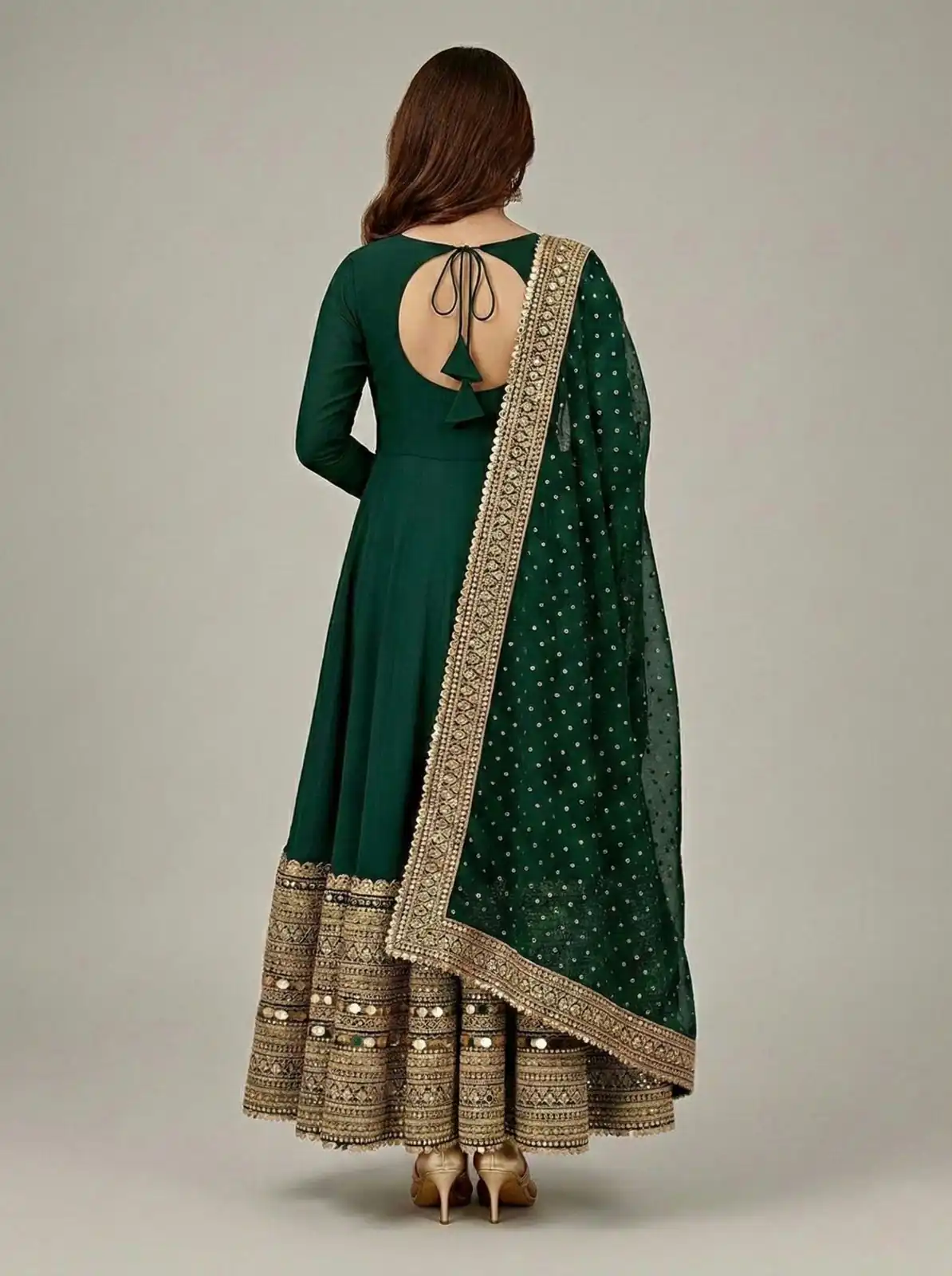 ZSR 3152 Green Color Roman silk Gown with Embroidery Work & Lace Work. Grab it for ₹2599. Delivery 4-6 Working Days. Shop now. | Gowns, Bollywood Gowns, Creative Gowns, Designer Gowns, Embroidered Gowns, Party Wear Gowns