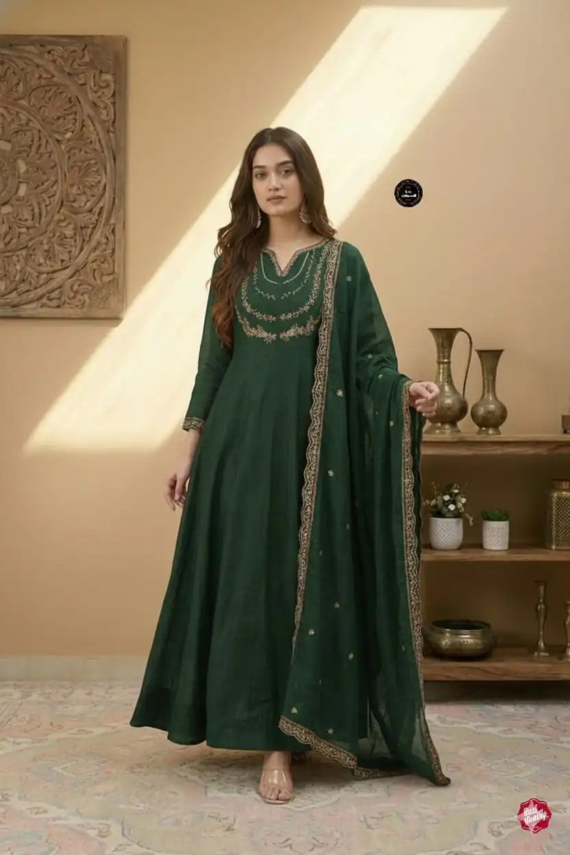 MF 912 Green Color Vichitra Silk Gown with Sequence Work Designer Work. Get it for ₹1799. Delivery 4-6 Working Days. Shop now. | Gowns, Bollywood Gowns, Creative Gowns, Designer Gowns, Embroidered Gowns, Party Wear Gowns