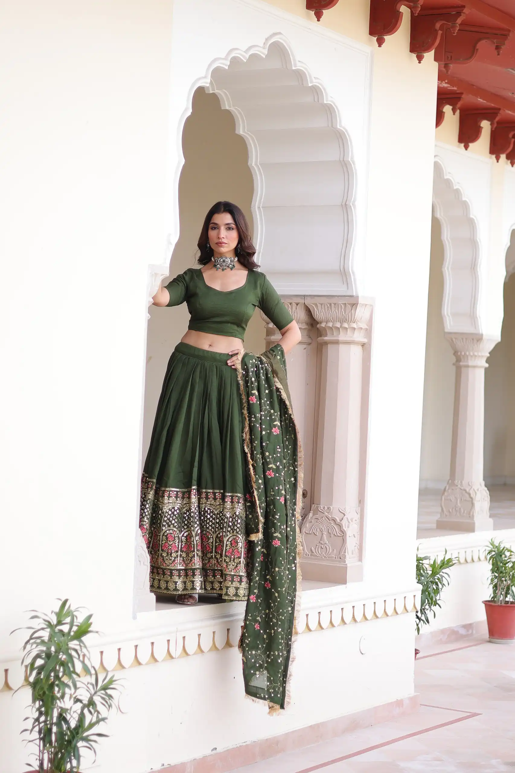KA 5051 Green in Vichitra Silk Embroidery Work & Sequins Work Lehenga Choli . Now at just ₹2499. Delivery 4-6 Working Days. Shop now. | Lehenga, Bollywood Lehenga, Creative Lehenga, Designer Lehenga, Embroidered Lehenga, Party Wear Lehenga