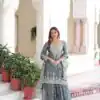 Grey Fandy Silk Sequins Embroidery Work Salwar Suit
