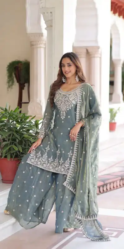 KA 1211 Grey Fandy Silk Salwar Suit Perfect for Wedding, Party, Sangeet, Haldi, Ethnic Day – . Festive Deal ₹2549. Delivery 4-6 Working Days. Shop now. | Casual Suits, Jump Suits, Tops & Bottoms, Track Suits, Salwar suit, Creative suits, Designer Suits, Palazzo Suits, Party Wear Suits, Patiala Suits, Straight Suits, Trendy Wear