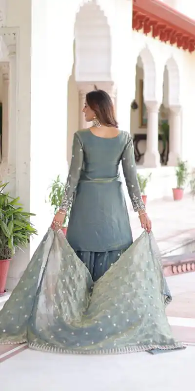 KA 1211 Grey Fandy Silk Salwar Suit Perfect for Wedding, Party, Sangeet, Haldi, Ethnic Day – . Festive Deal ₹2549. Delivery 4-6 Working Days. Shop now. | Casual Suits, Jump Suits, Tops & Bottoms, Track Suits, Salwar suit, Creative suits, Designer Suits, Palazzo Suits, Party Wear Suits, Patiala Suits, Straight Suits, Trendy Wear