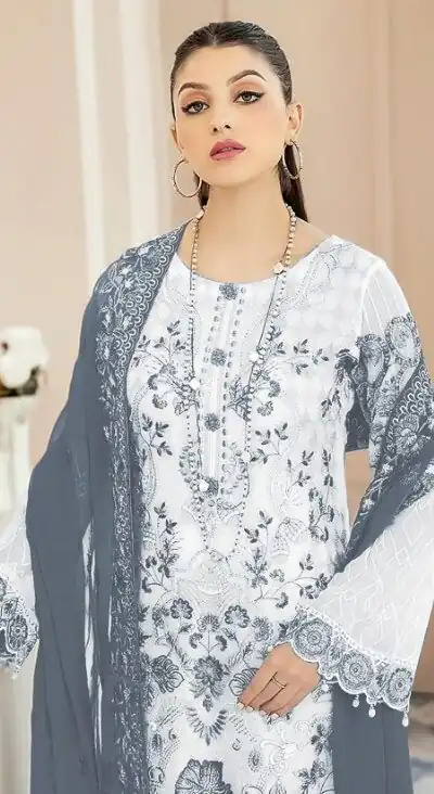 DS SF 123 Grey Georgette Salwar Suit Perfect for Wedding, Party, Family Gatherings, Lohri, Mehendi – . Now at just ₹1949. Delivery 4-6 Working Days. | Casual Suits, Jump Suits, Tops & Bottoms, Track Suits, Salwar suit, Creative suits, Designer Suits, Palazzo Suits, Party Wear Suits, Patiala Suits, Straight Suits, Trendy Wear